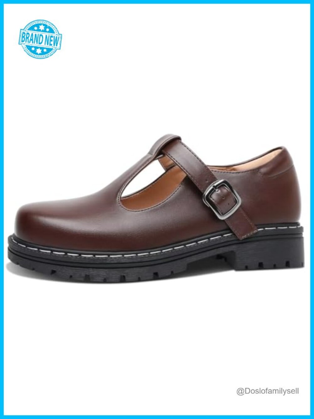 PU Leather Mary Jane T-Strap Oxford Flats Adjustable Ankle Strap Low Top